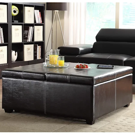 Contemporary Storage Ottoman with Tray Top